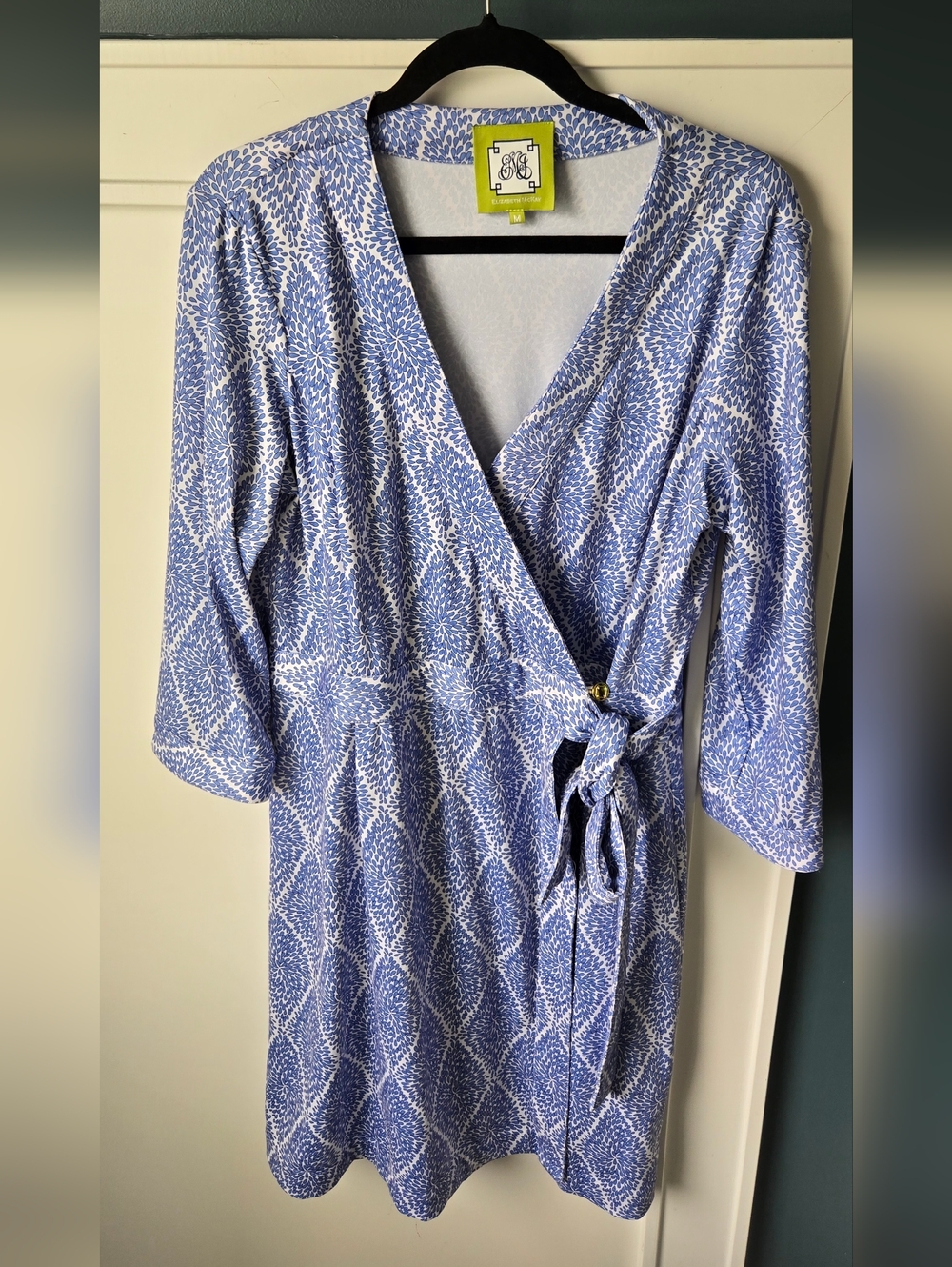 Elizabeth McKay Blue Patterned Wrap Dress